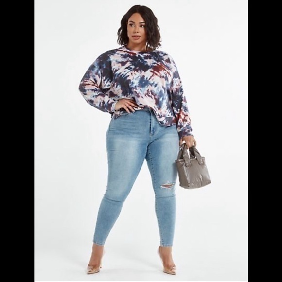 Fashion to Figure Tops - NWT Fashion to Figure Multicolor Tie Dye Sweatshirt Long Sleeve Pullover Size 2X